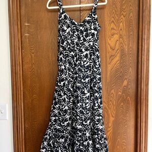 J. Crew Black and White Leaf Print Maxi Dress